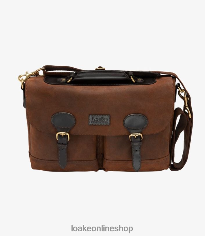 Loake Blackfriars Briefcase 4V044229 Leather Brown Waxed Suede