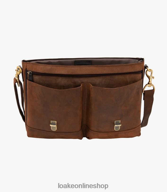Loake Blackfriars Briefcase 4V044229 Leather Brown Waxed Suede