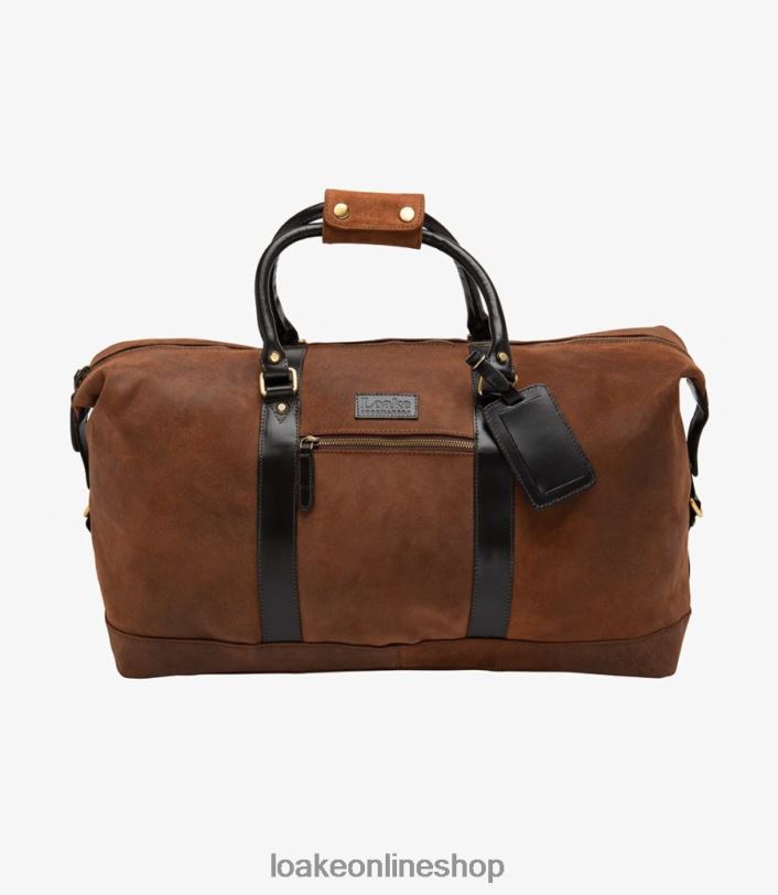 Loake Cornwall Weekend Bag 4V044223 Leather Brown Waxed Suede