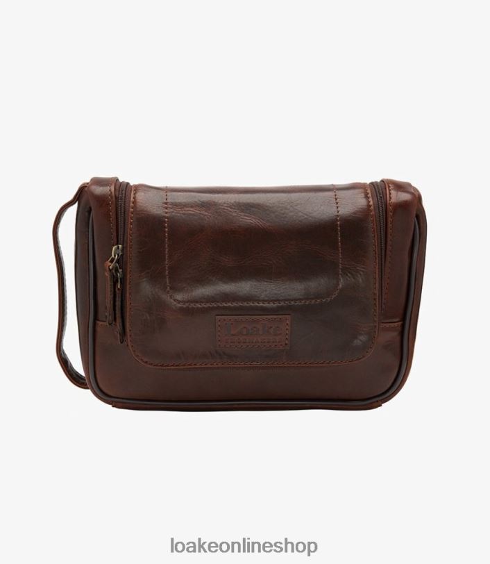 Loake Severn Wash Bag 4V044226 Leather Brown