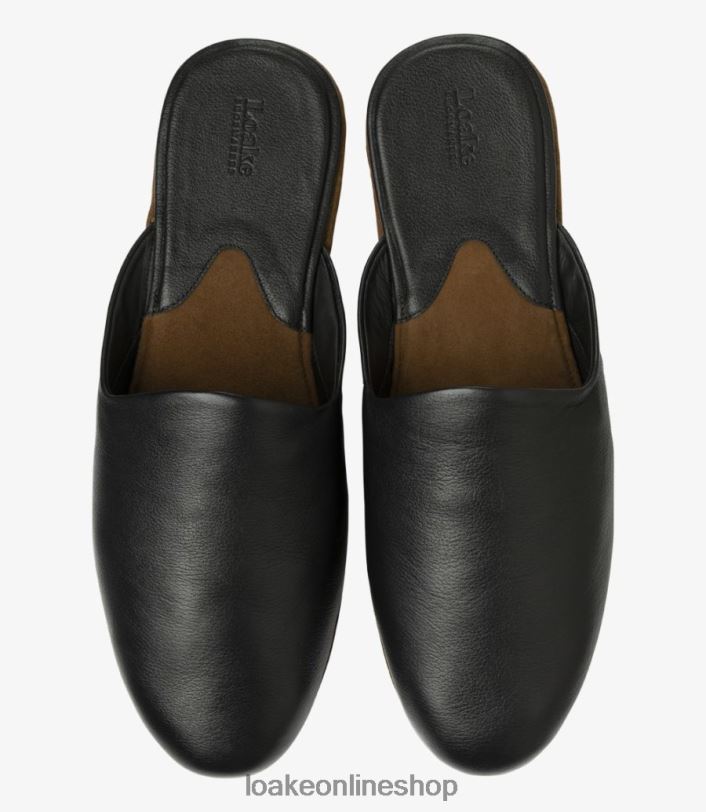 Loake Garrick Slippers 4V044204 Shoes Black Grain