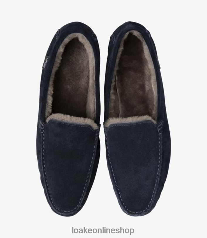 Loake Guards Slippers 4V044201 Shoes Navy Suede
