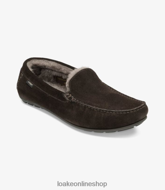 Loake Guards Slippers 4V044202 Shoes Dark Brown Suede