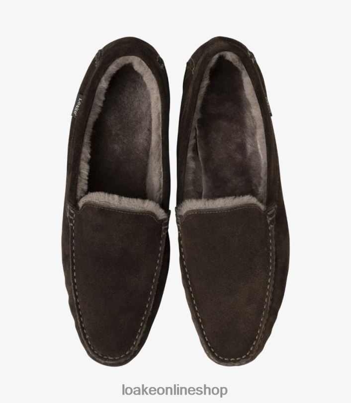 Loake Guards Slippers 4V044202 Shoes Dark Brown Suede